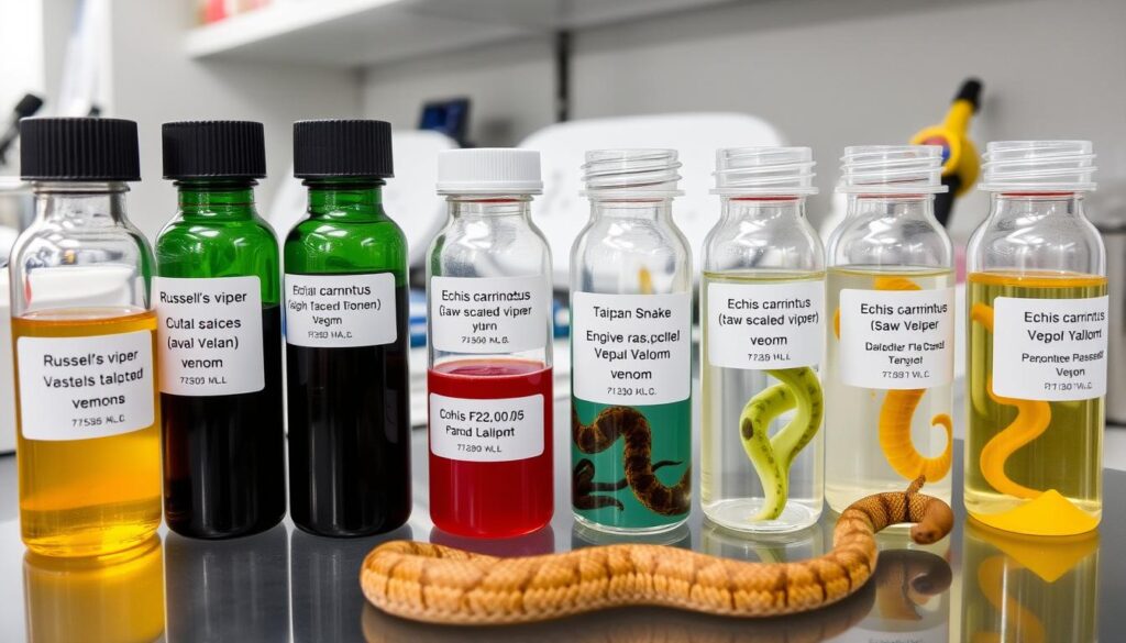 Collection of different snake venoms used in medical applications