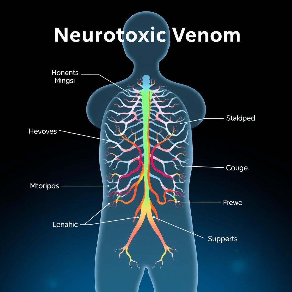Diagram showing how neurotoxic venom affects the nervous system