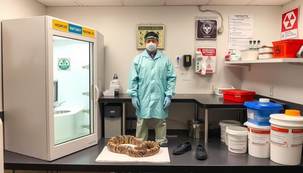 Laboratory safety equipment and protocols for handling snake venom