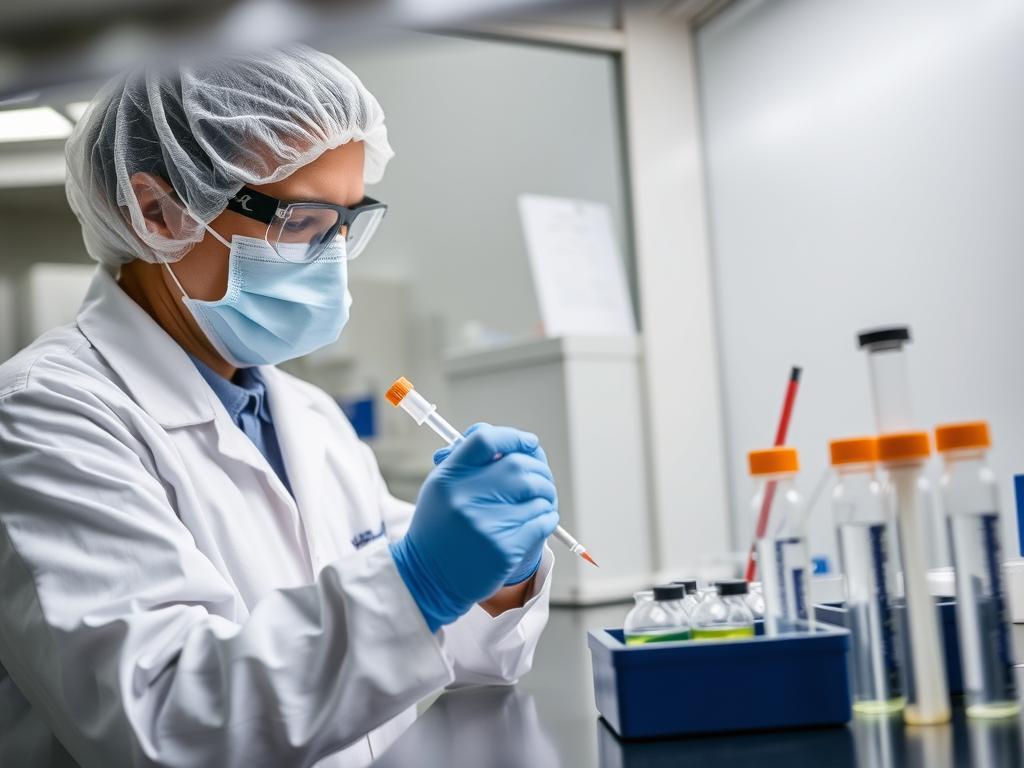 Laboratory technician diluting Russell's viper venom under controlled conditions