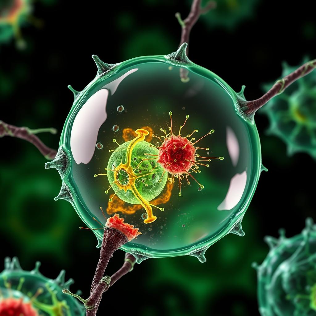 Microscopic view of cytotoxic venom destroying cell membranes