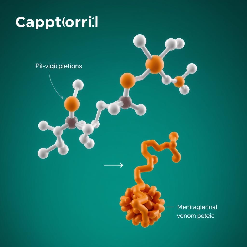 Molecular structure of captopril derived from pit viper venom